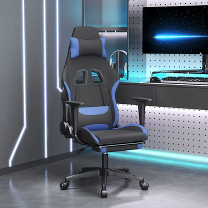 Sedia Da Gaming Massaggio E Poggiapiedi Tessuto Nero E