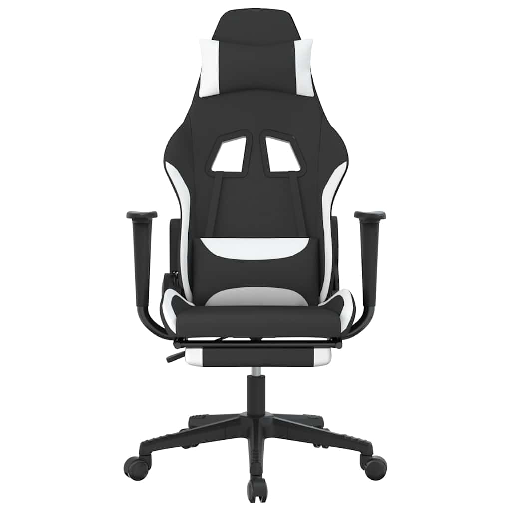 Sedia Da Gaming Massaggio E Poggiapiedi Tessuto Nero E