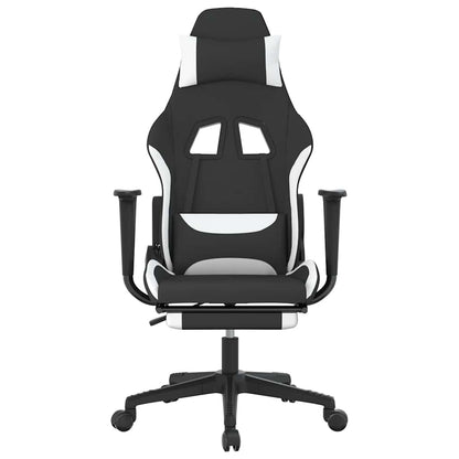 Sedia Da Gaming Massaggio E Poggiapiedi Tessuto Nero E