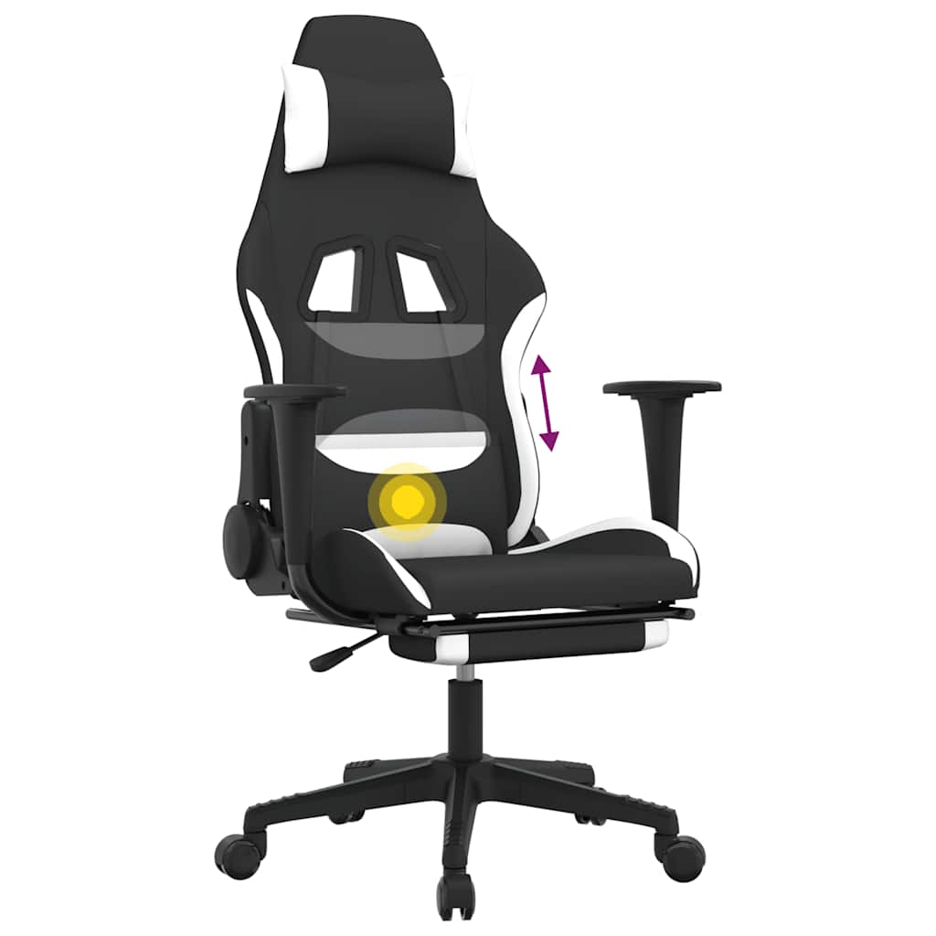 Sedia Da Gaming Massaggio E Poggiapiedi Tessuto Nero E