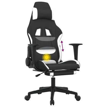 Sedia Da Gaming Massaggio E Poggiapiedi Tessuto Nero E