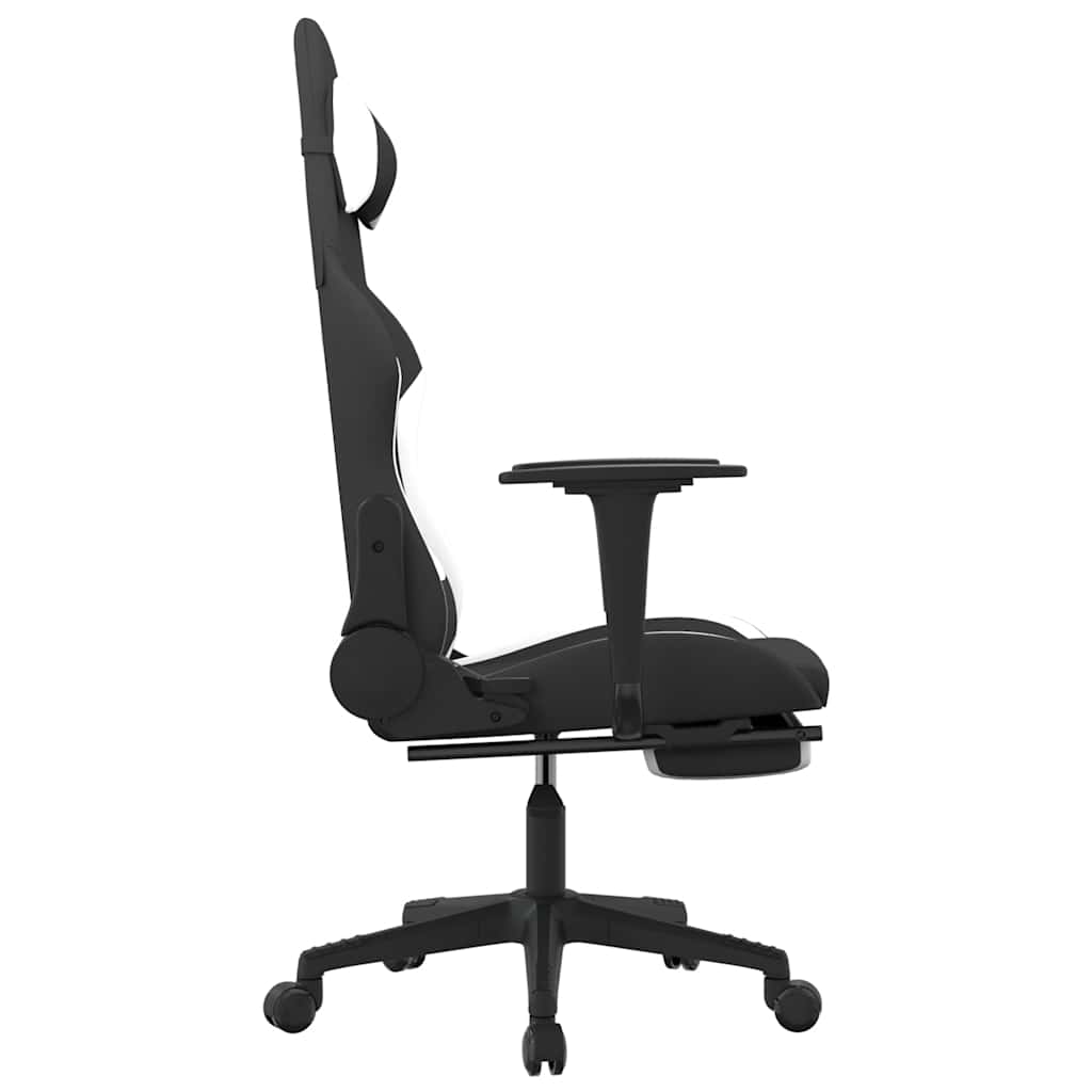 Sedia Da Gaming Massaggio E Poggiapiedi Tessuto Nero E
