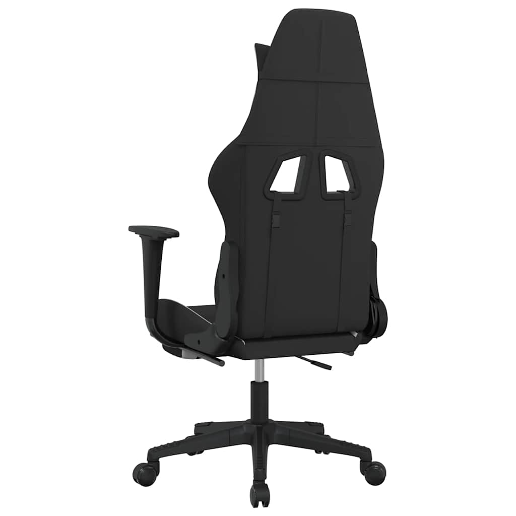 Sedia Da Gaming Massaggio E Poggiapiedi Tessuto Nero E