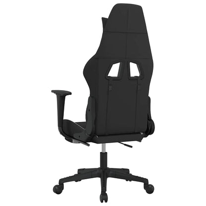 Sedia Da Gaming Massaggio E Poggiapiedi Tessuto Nero E