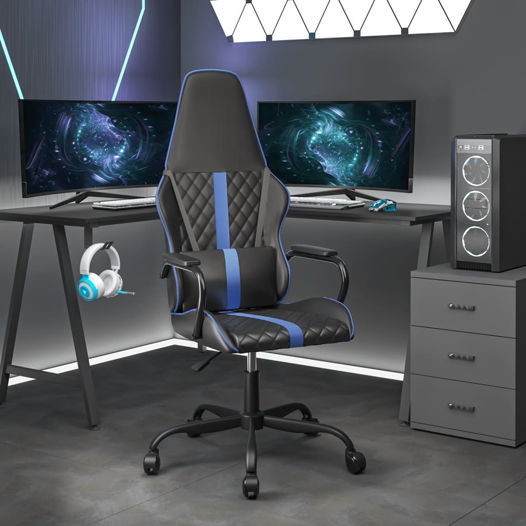 Sedia Da Gaming Massaggiante E Nero In Similpelle