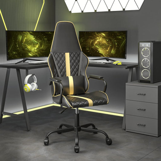 Sedia Da Gaming Massaggiante E Nero In Similpelle