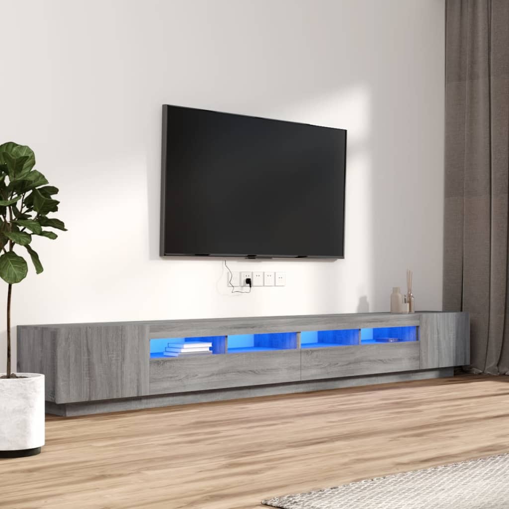 Set Mobili Tv 3Pz Con Luci Led In Legno Multistrato