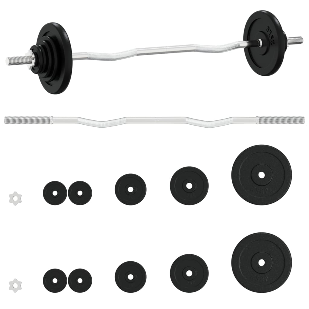 Set Bilanciere Con Dischi In Ghisa E Acciaio Cromato