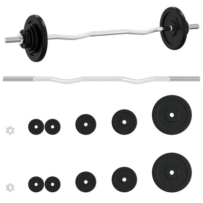 Set Bilanciere Con Dischi In Ghisa E Acciaio Cromato