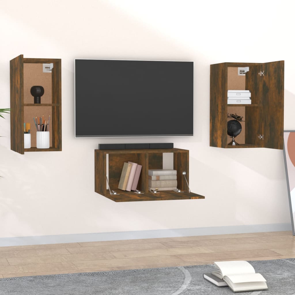 Set Mobili Porta Tv 3 Pz In Legno Multistrato