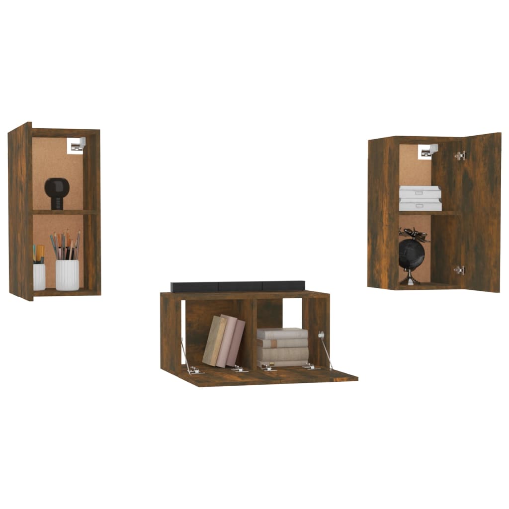 Set Mobili Porta Tv 3 Pz In Legno Multistrato