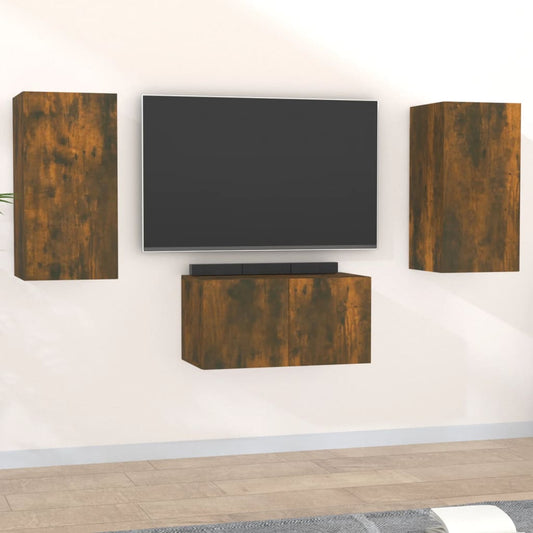 Set Mobili Porta Tv 3 Pz In Legno Multistrato