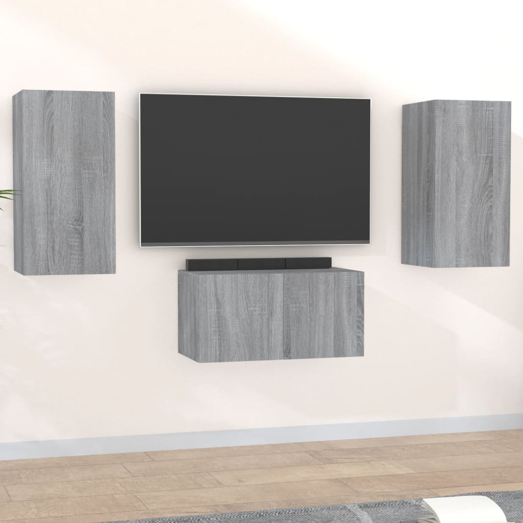 Set Mobili Porta Tv 3 Pz In Legno Multistrato