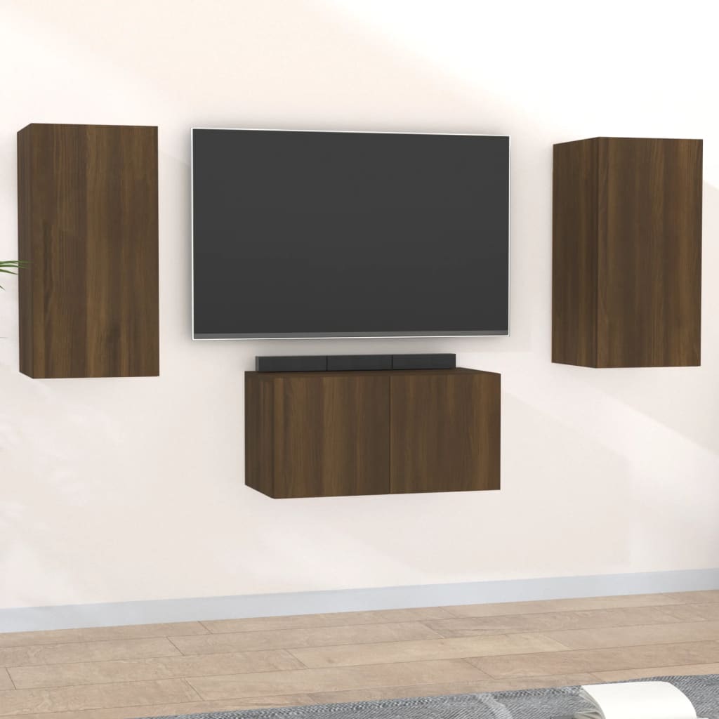Set Mobili Porta Tv 3 Pz In Legno Multistrato