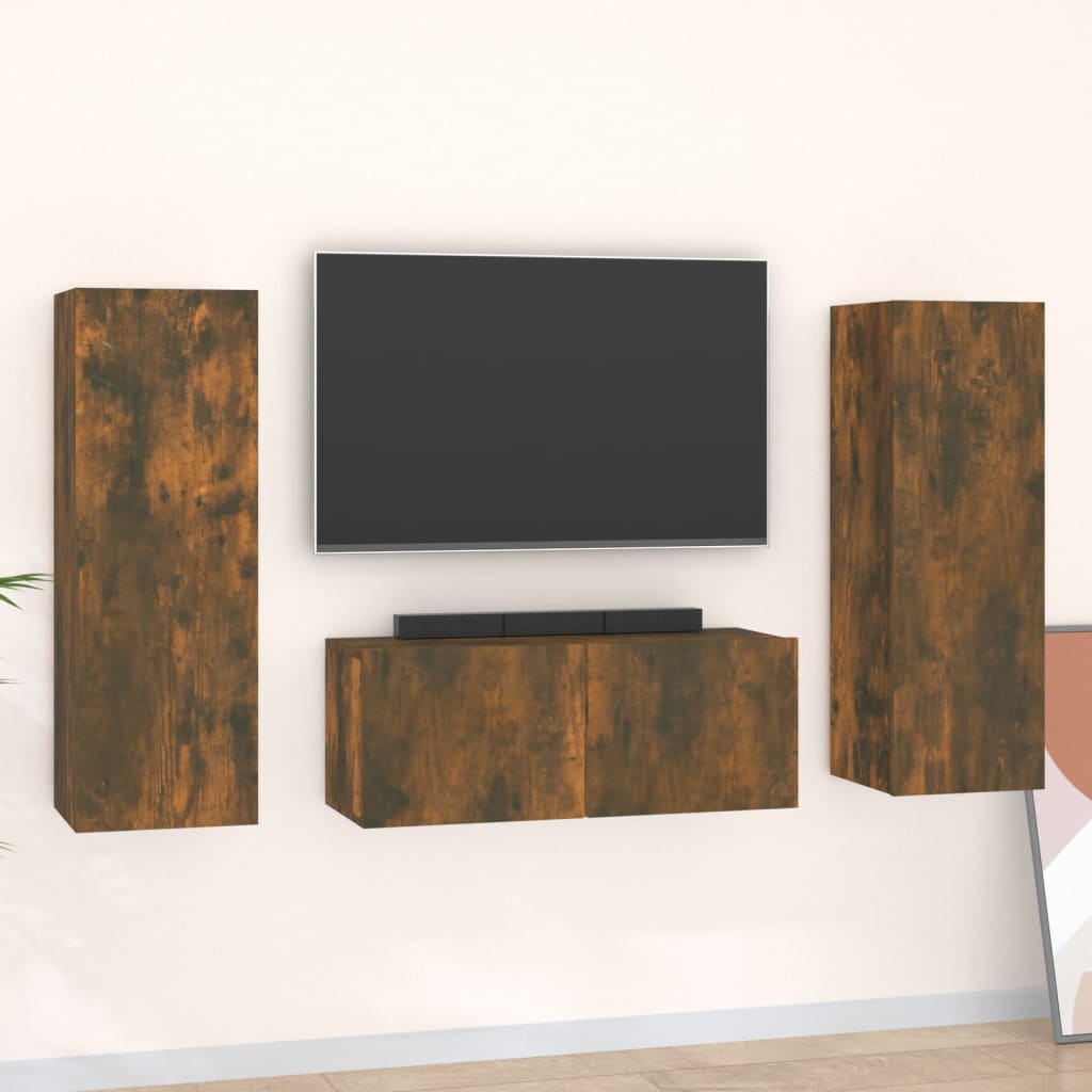 Set Mobili Porta Tv 3 Pz In Legno Multistrato