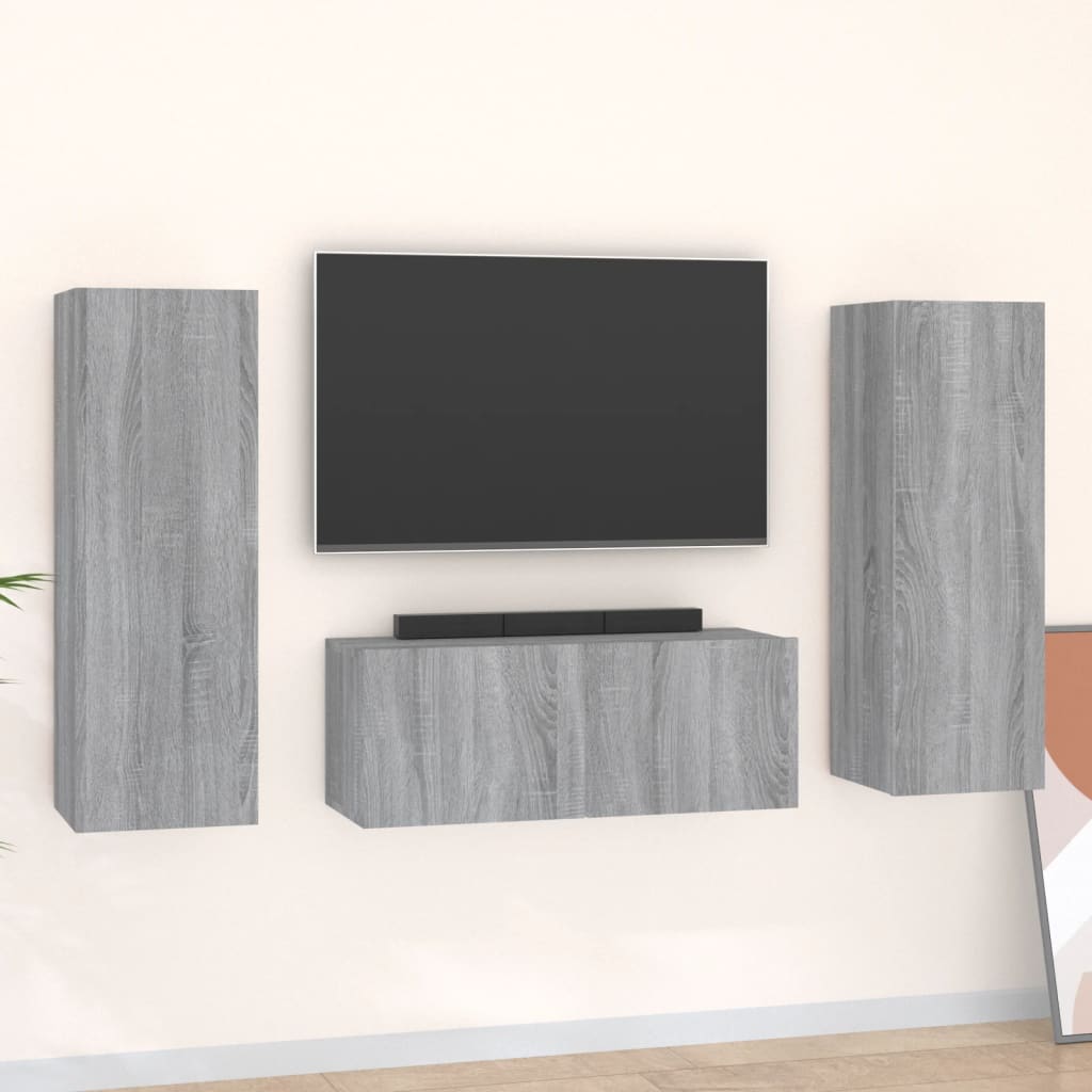Set Mobili Porta Tv 3 Pz In Legno Multistrato