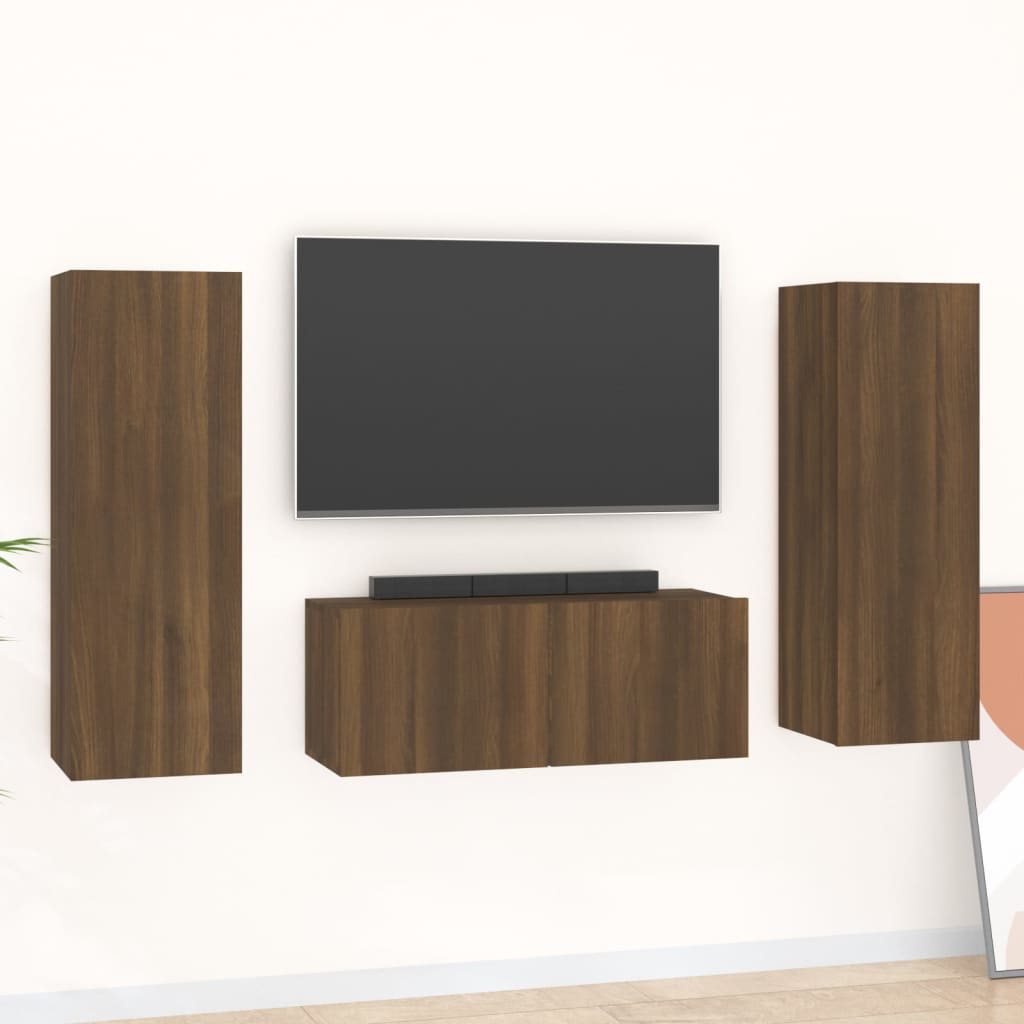 Set Mobili Porta Tv 3 Pz In Legno Multistrato