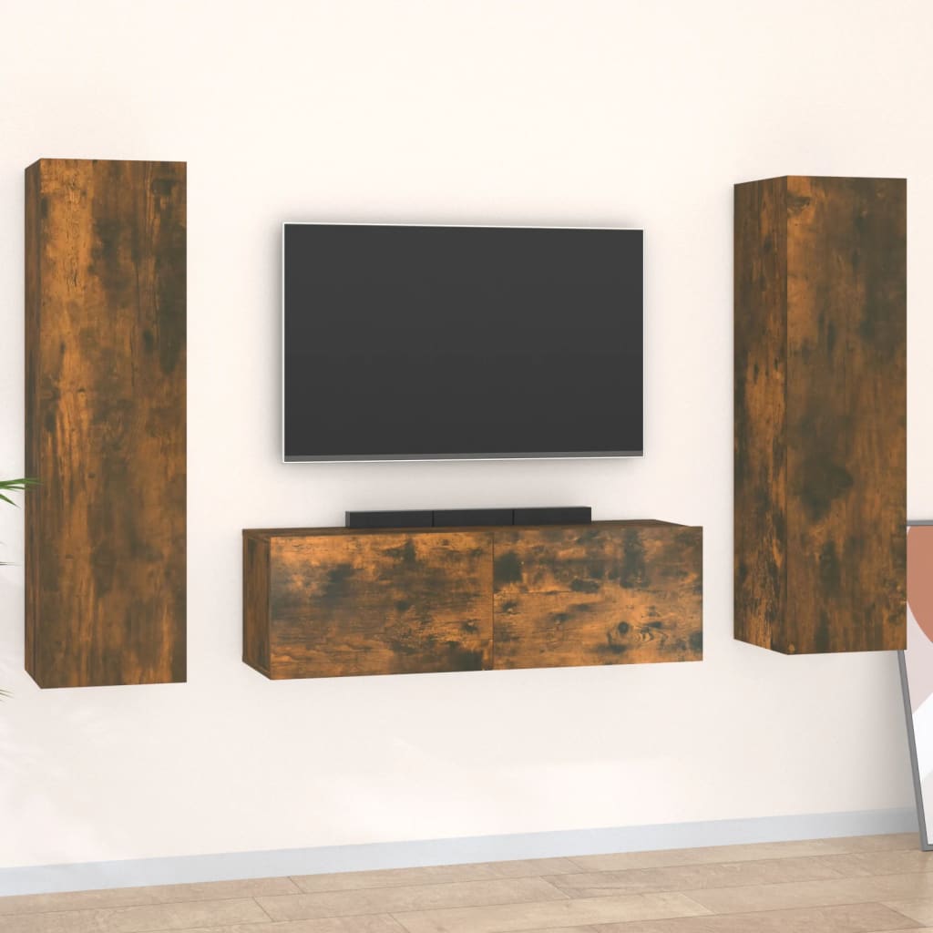 Set Mobili Porta Tv 3 Pz In Legno Multistrato