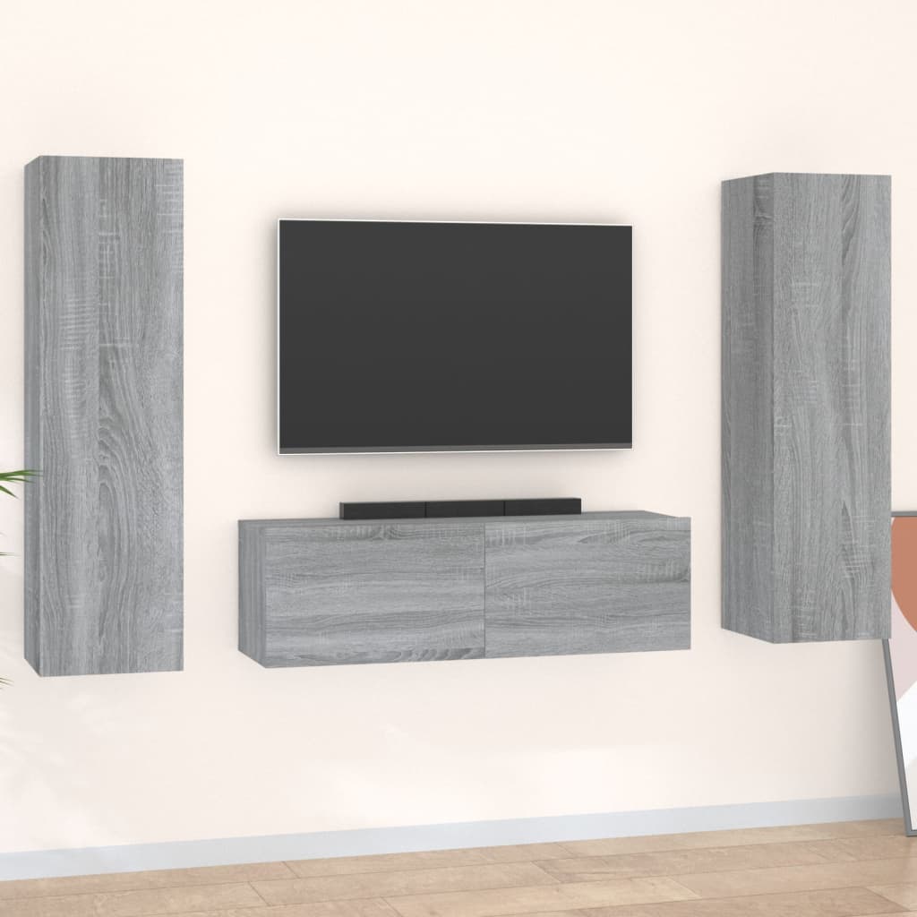 Set Mobili Porta Tv 3 Pz In Legno Multistrato