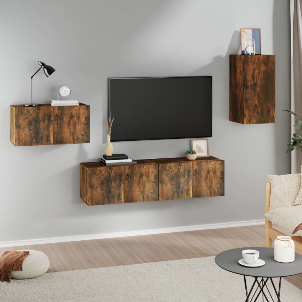 Set Di Mobili Porta Tv 4 Pz In Legno Multistrato