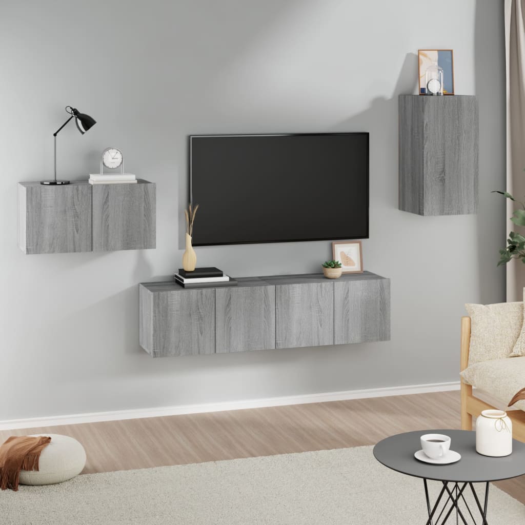 Set Di Mobili Porta Tv 4 Pz In Legno Multistrato