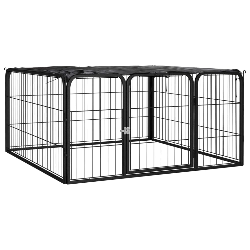 Box Cani A 4 Pannelli Nero 100X50Cm Acciaio Verniciato Polvere