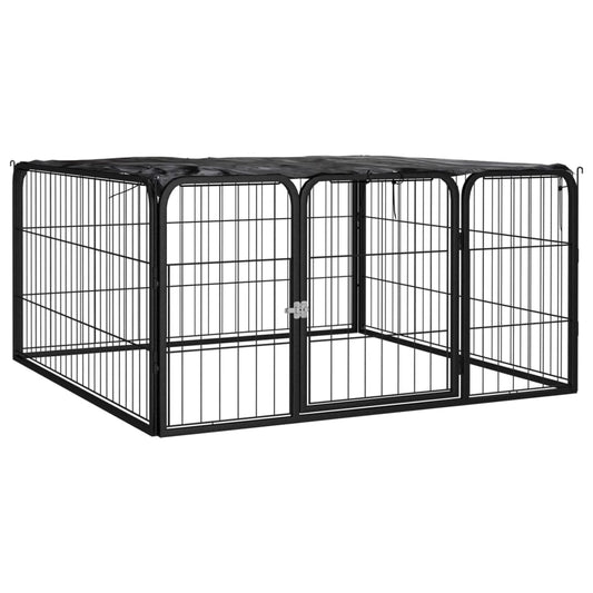 Box Cani A 4 Pannelli Nero 100X50Cm Acciaio Verniciato Polvere