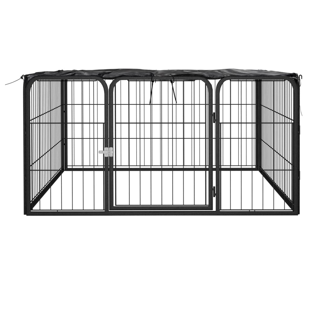Box Cani A 4 Pannelli Nero 100X50Cm Acciaio Verniciato Polvere