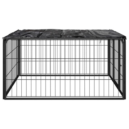 Box Cani A 4 Pannelli Nero 100X50Cm Acciaio Verniciato Polvere