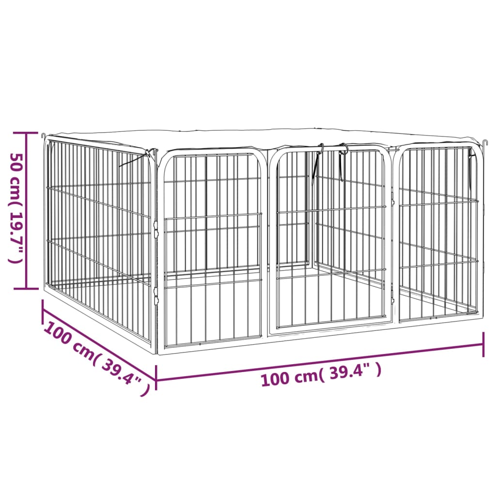 Box Cani A 4 Pannelli Nero 100X50Cm Acciaio Verniciato Polvere