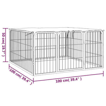 Box Cani A 4 Pannelli Nero 100X50Cm Acciaio Verniciato Polvere