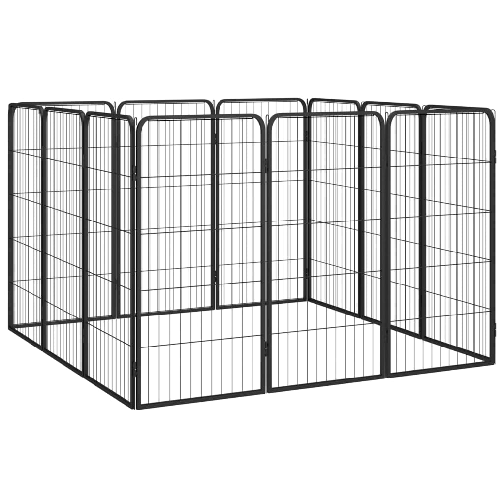 Box Cani 12 Pannelli Nero 50X100 Cm Acciaio Verniciato Polvere