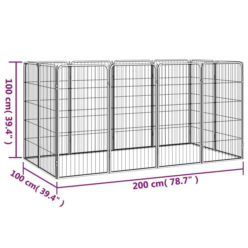 Box Cani 12 Pannelli Nero 50X100 Cm Acciaio Verniciato Polvere
