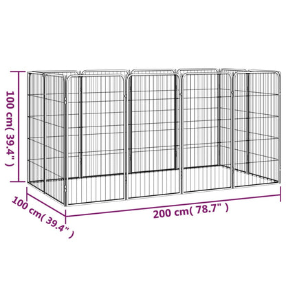 Box Cani 12 Pannelli Nero 50X100 Cm Acciaio Verniciato Polvere