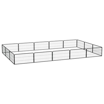 Box Cani 32 Pannelli Nero 100X50 Cm Acciaio Verniciato Polvere