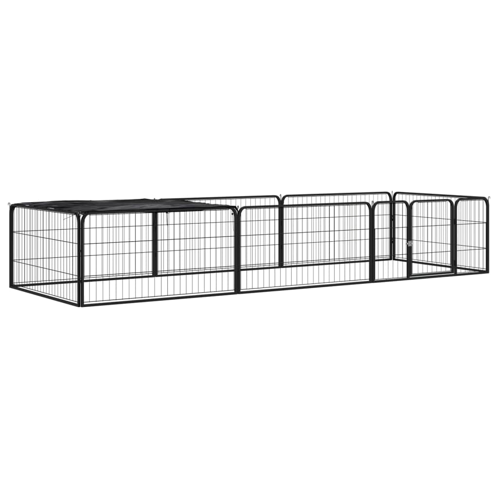 Box Cani A 4 Pannelli Nero 100X50Cm Acciaio Verniciato Polvere