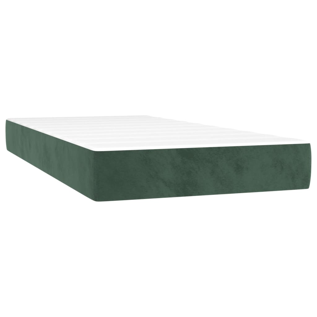 Materasso A Molle 80X200X20 Cm In Velluto Verde Scuro