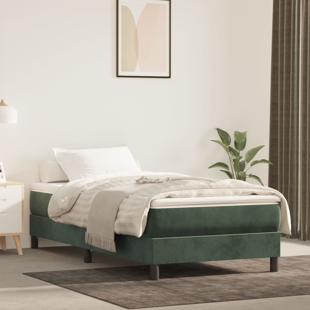 Materasso A Molle 80X200X20 Cm In Velluto Verde Scuro