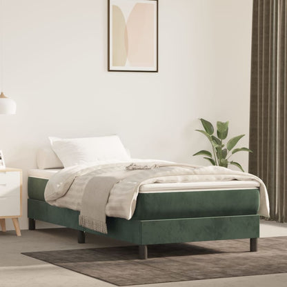 Materasso A Molle 80X200X20 Cm In Velluto Verde Scuro