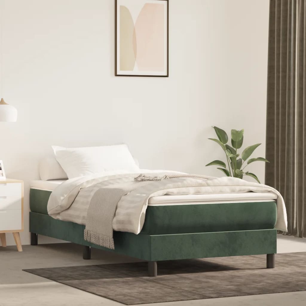 Materasso A Molle 80X200X20 Cm In Velluto Verde Scuro