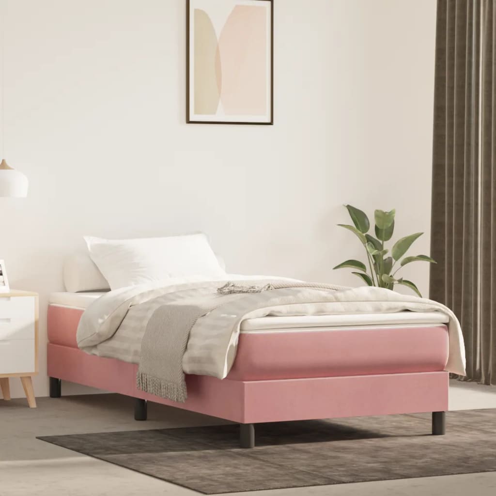 Materasso A Molle Insacchettate 90X210X20 Cm In Velluto Rosa
