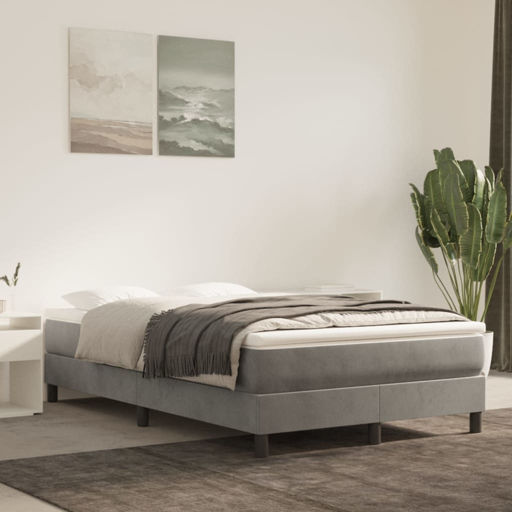 Materasso A Molle 120X190X20 Cm In Velluto Grigio Chiaro
