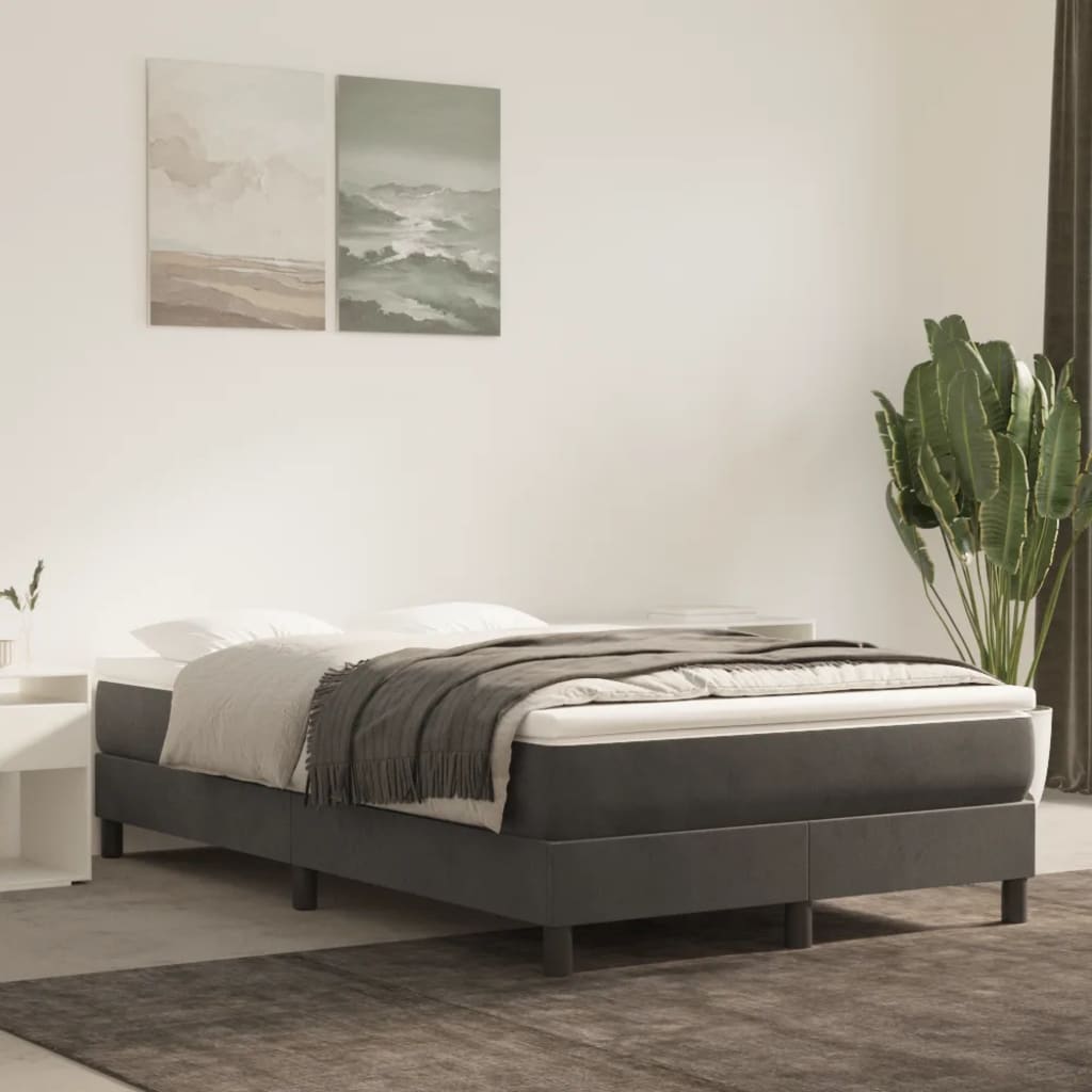 Materasso A Molle 90X210X20 Cm In Velluto Grigio Scuro