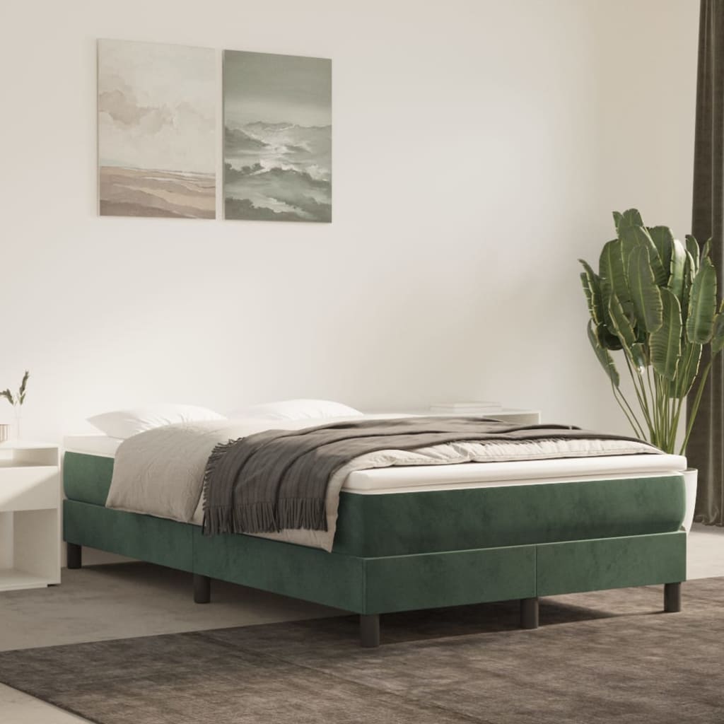 Materasso A Molle 80X200X20 Cm In Velluto Verde Scuro