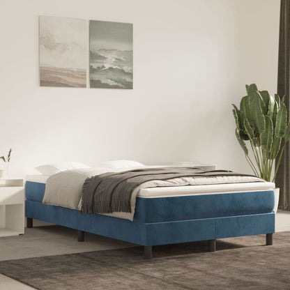 Materasso A Molle 120X190X20 Cm In Velluto Blu Scuro
