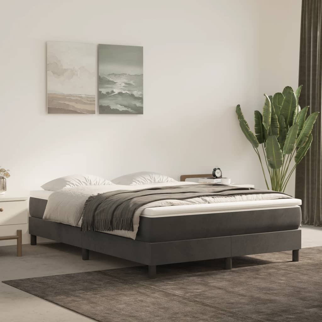 Materasso A Molle 90X210X20 Cm In Velluto Grigio Scuro