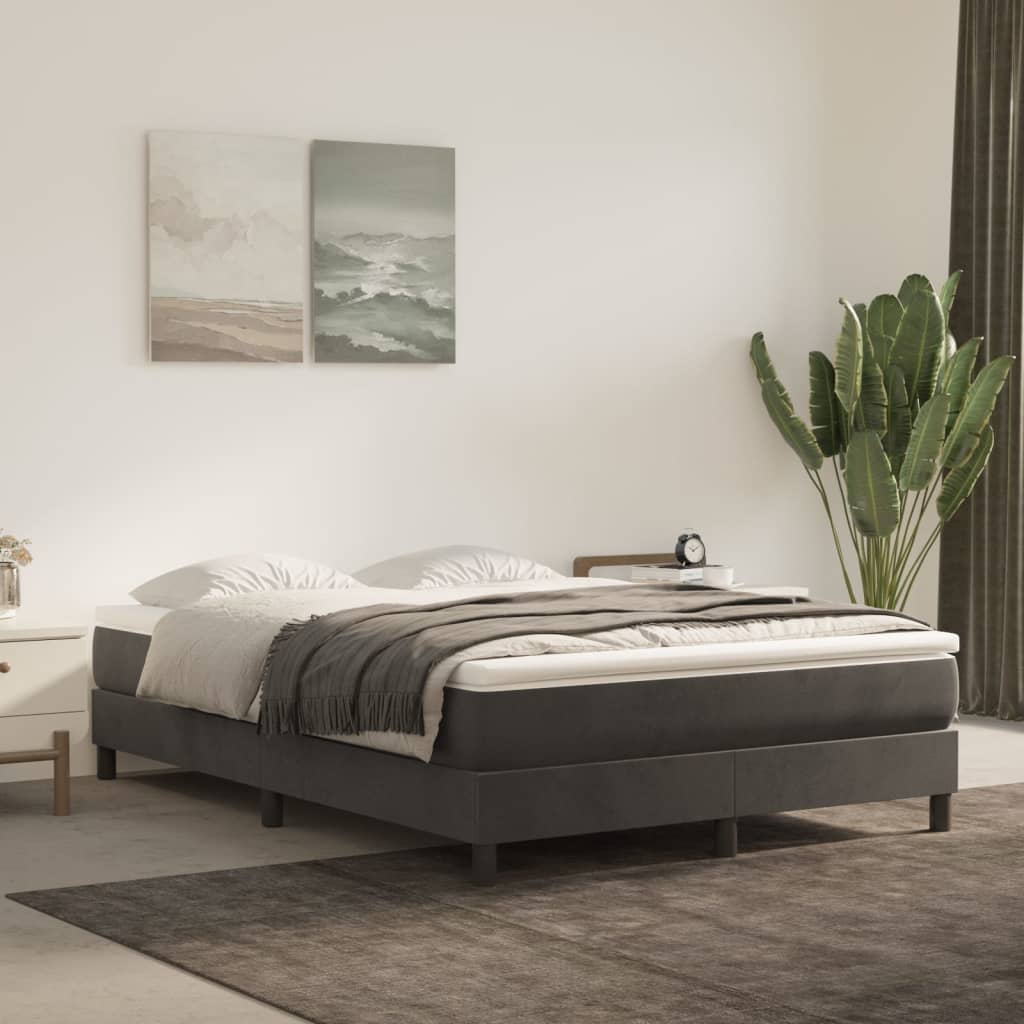 Materasso A Molle 90X210X20 Cm In Velluto Grigio Scuro