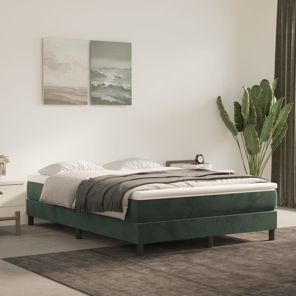 Materasso A Molle 80X200X20 Cm In Velluto Verde Scuro