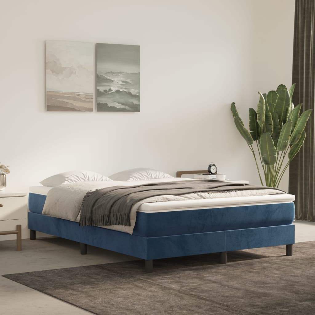 Materasso A Molle 120X190X20 Cm In Velluto Blu Scuro