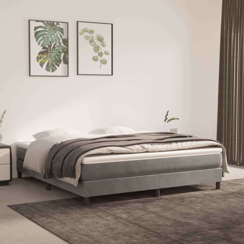Materasso A Molle 120X190X20 Cm In Velluto Grigio Chiaro